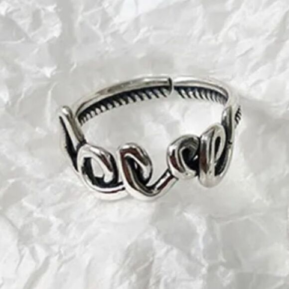The Cursive Love Ring adjustable in 925 silver - Picture 4 of 10